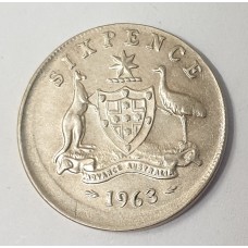 AUSTRALIA 1963 . SIXPENCE . ERROR . BROADSTRUCK